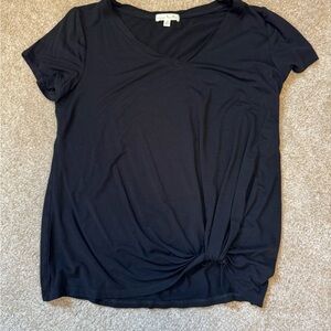 Nine Britton Black Tie Front Short Sleeve Blouse